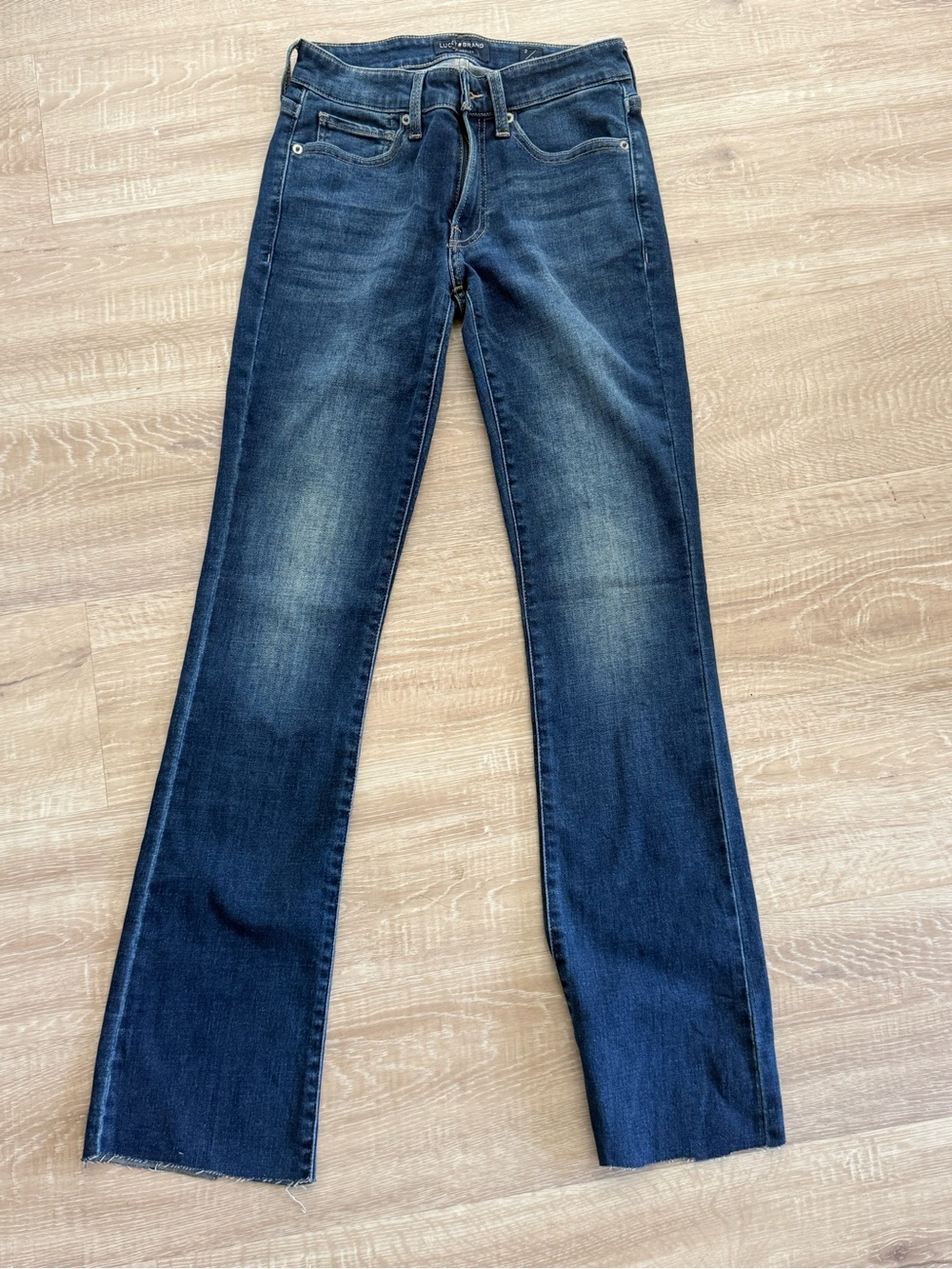 Lucky Indigo Flare Jeans with Faded Knees